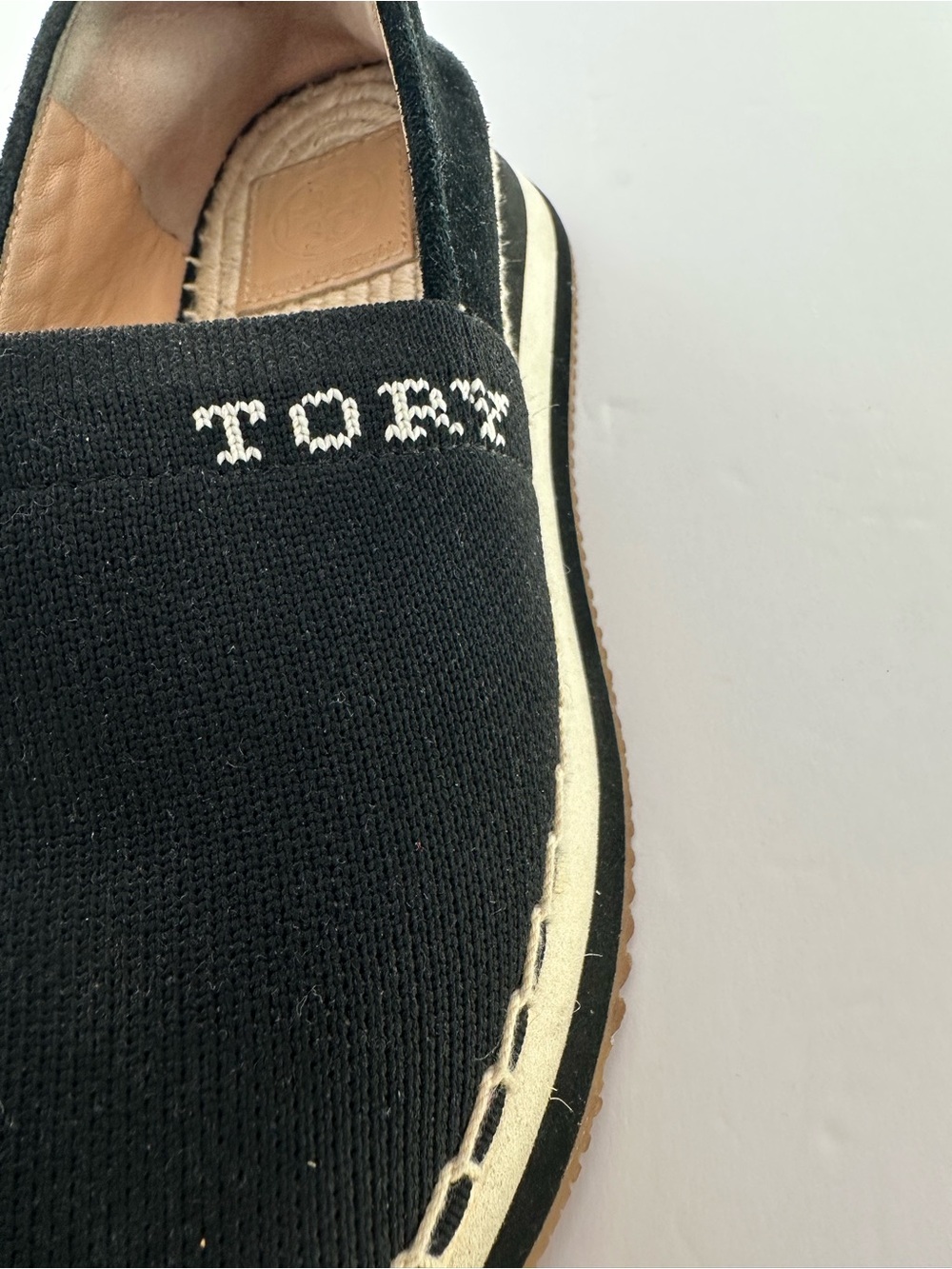 Tory Burch Black Canvas Espadrille Platform Slip-On Sneakers Size 6M - Picture 7 of 10